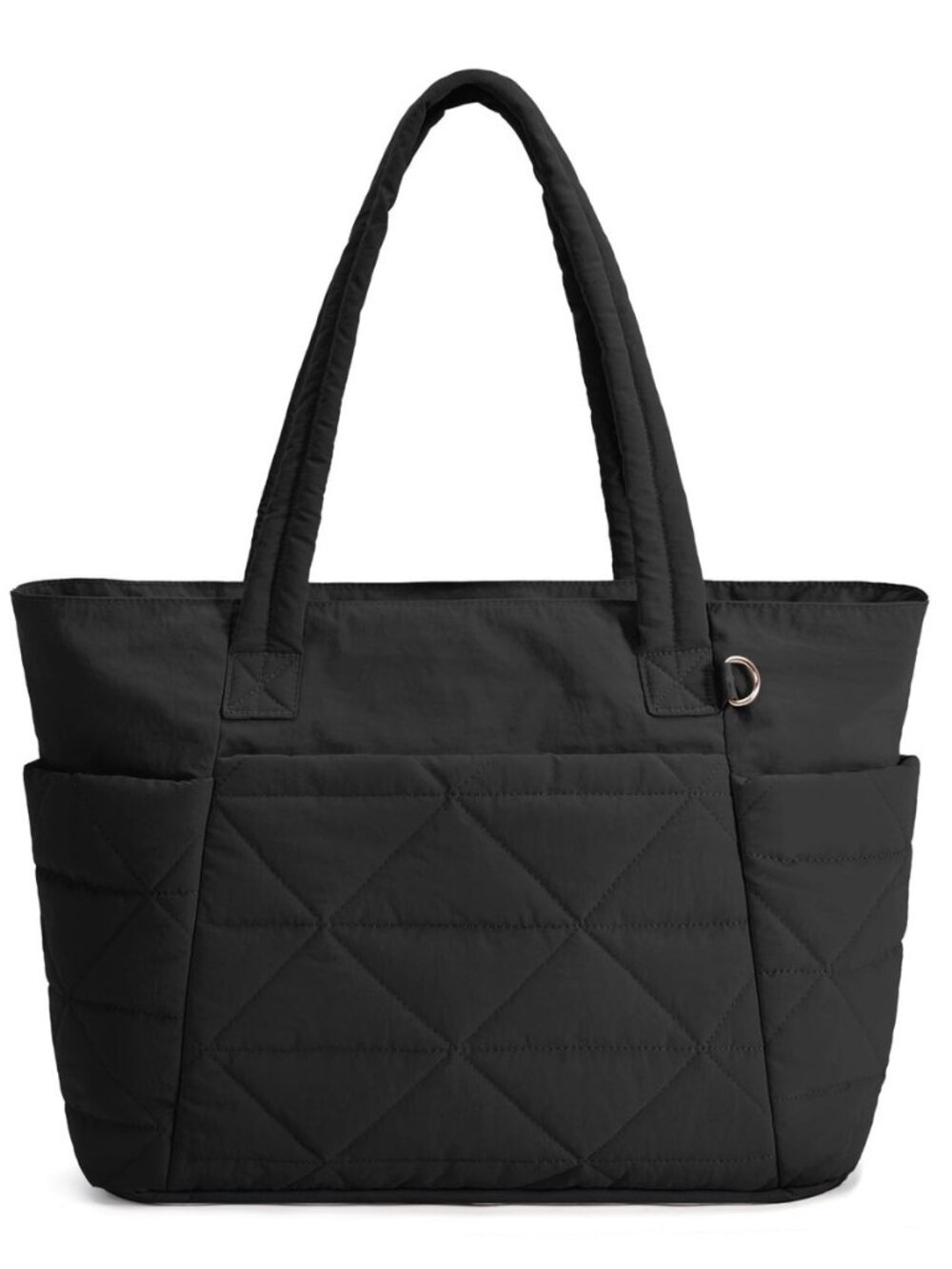 Puffer Tote Bag for Women, Lightweight Quilted Work Bag with Dual Bottle